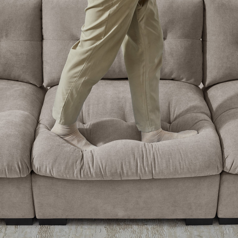 109.06'' Modular Upholstered Sectional Sofa For Living Room, Camel