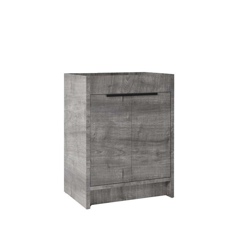 Meuble-lavabo autoportant avec portes à fermeture douce et rangement spacieux, Gris