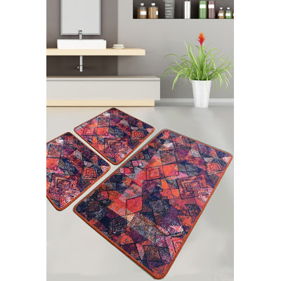 Luxurious Bathmat Set (3 Pieces), Soft Polyester, 23.6 x 39.4 inches (1 Piece) & 19.7 x 23.6 inches (2 Pieces) | Antibacterial, Non-Slip Underside, 20.5 oz/sq ft | Machine Washable & Durable, Perfect for Elegant Bathrooms