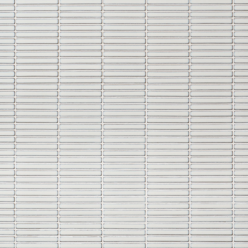 Monogram Stacked 11.19 In. X 11.9 In. Glossy Porcelain Mosaic Floor And Wall Tile (0.92 Sq. Ft. / Each), Snow White