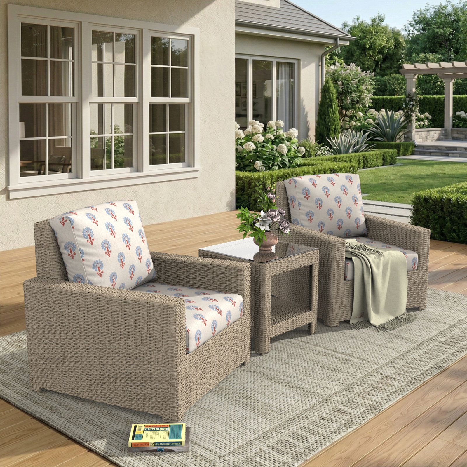 Henri 2-Person Sunbrella® Patio Seating Group, Mira Bluebell