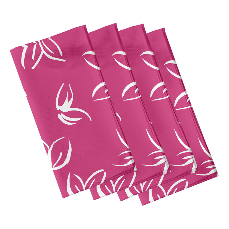 Chealsy Polyester Floral Square Napkin, Pink