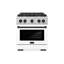 ZLINE Autograph DuraSnow® 30 in. Gas Range w/ White Matte Door and Black Accents-2144975543