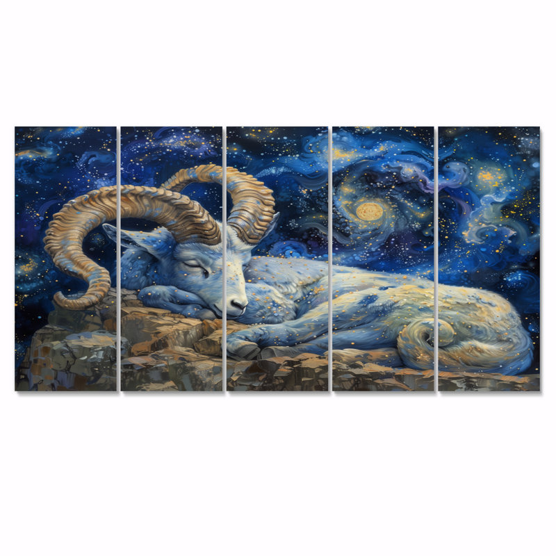 «Blue Astrology Cosmic Climber Capricorn I - Astronomie Capricorne», H 32 po x l 80 po
