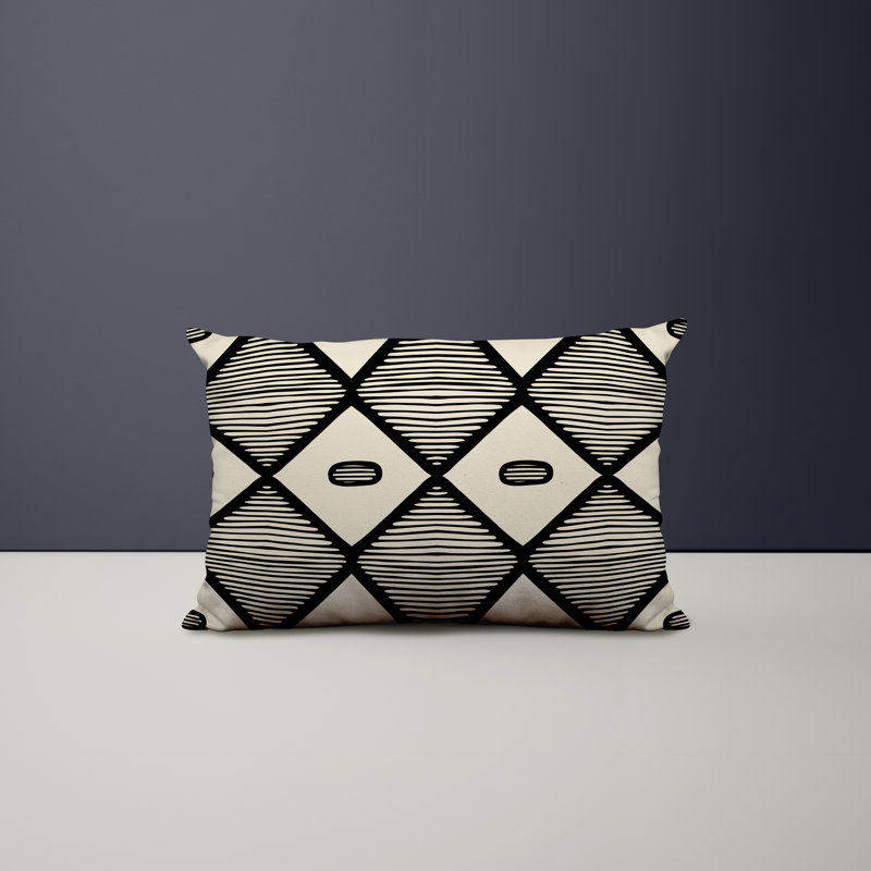 Polyester / Mélange de polyester Housse de coussin rectangulaire intérieure / extérieure lombaire et insert, Noir