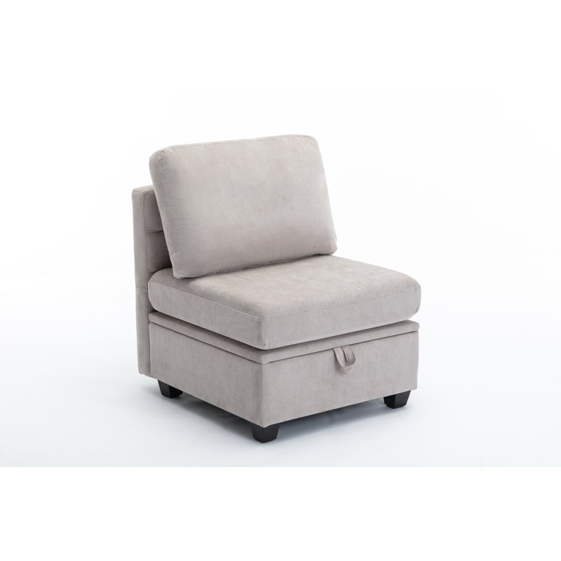 Toxi Upholstered  Armless Side Chair, Light Gray 100% Polyester