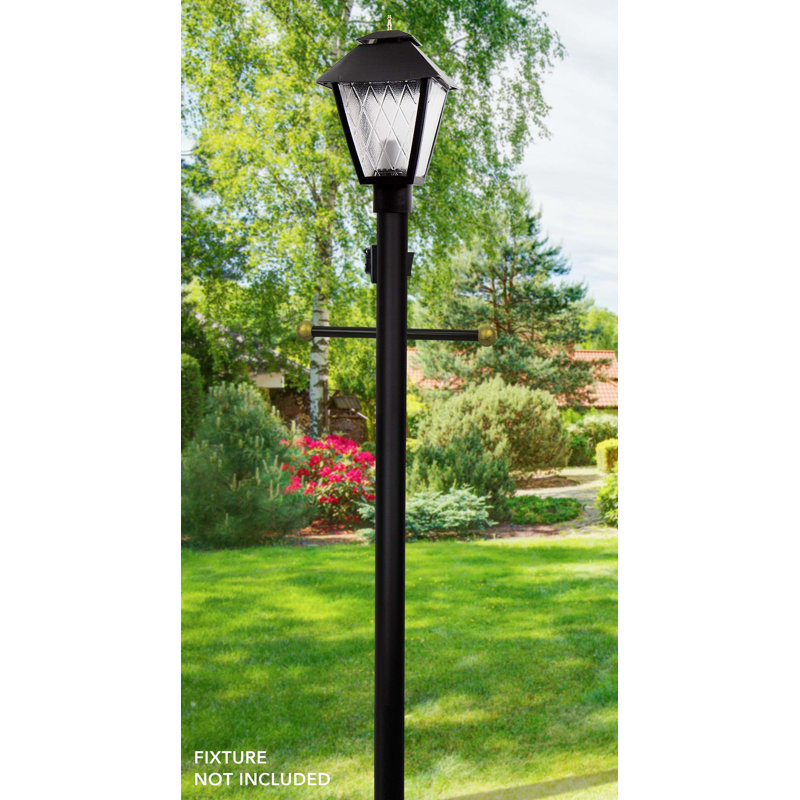 Solus 7, 8, or 10 ft. Direct Burial Lamp Post with Decorative Cross Arm, Convenience Outlet, and Dusk-to-Dawn Photocell Sensor
