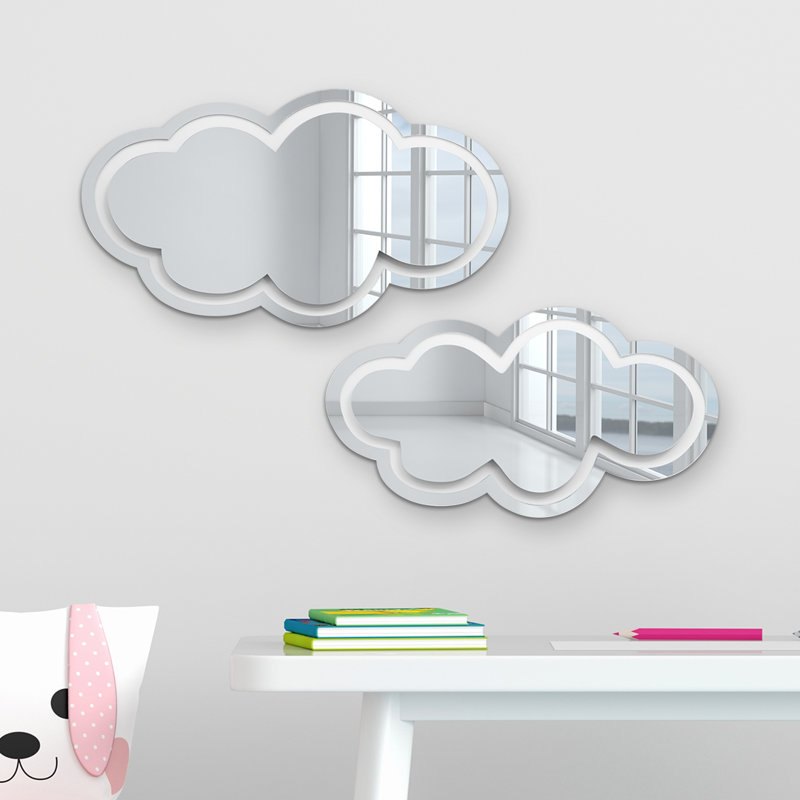 Miroir de nuages, ensemble de 2 décorations murales en acrylique 3D