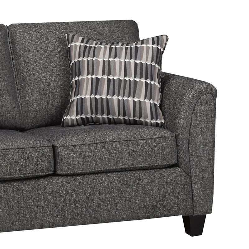 Causeuse à accoudoirs roulés 60 po avec coussins réversibles, Polyester gris anthracite