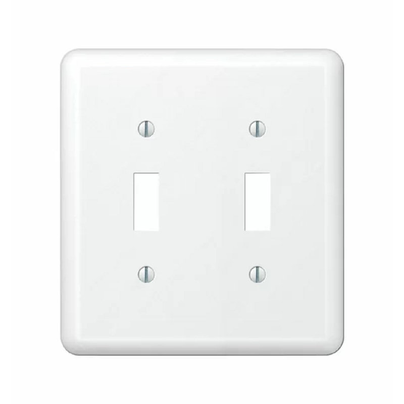 Devon White 2-Gang Stamped Steel Toggle Wall Plate