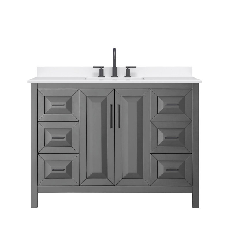 Daria 48'' W Vanity, Gray, Matte Black, Giotto Quartz