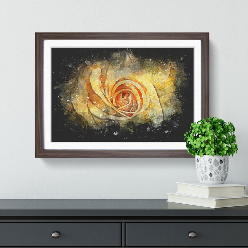 Yellow Rose - Framed Print, 24cm H x 33cm W x 2cm D, Walnut Framed