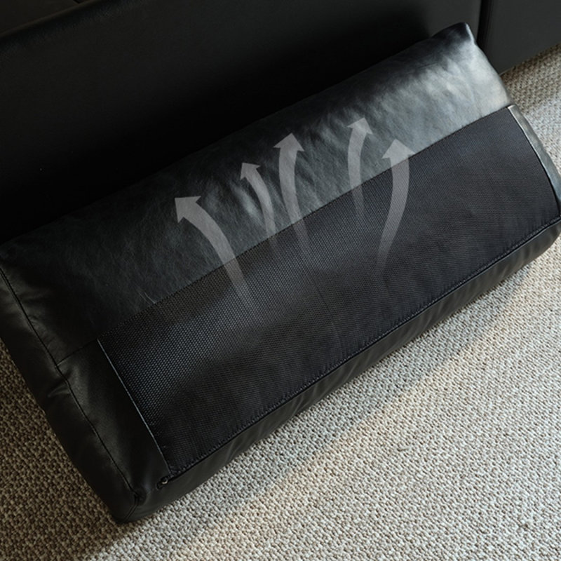 Causeuse-coussin standard en cuir véritable noir, H 31,5 po x l 82,68 po x P 35,43 po