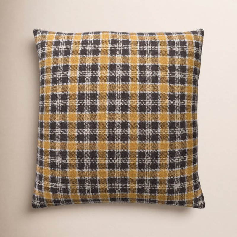 Waltman Plaid Reversible Throw Pillow, 20" x 20", Down