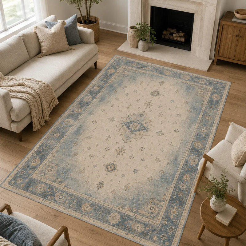 Tapis chenille Blue Classic Medallion, couloir, Square 5'3"