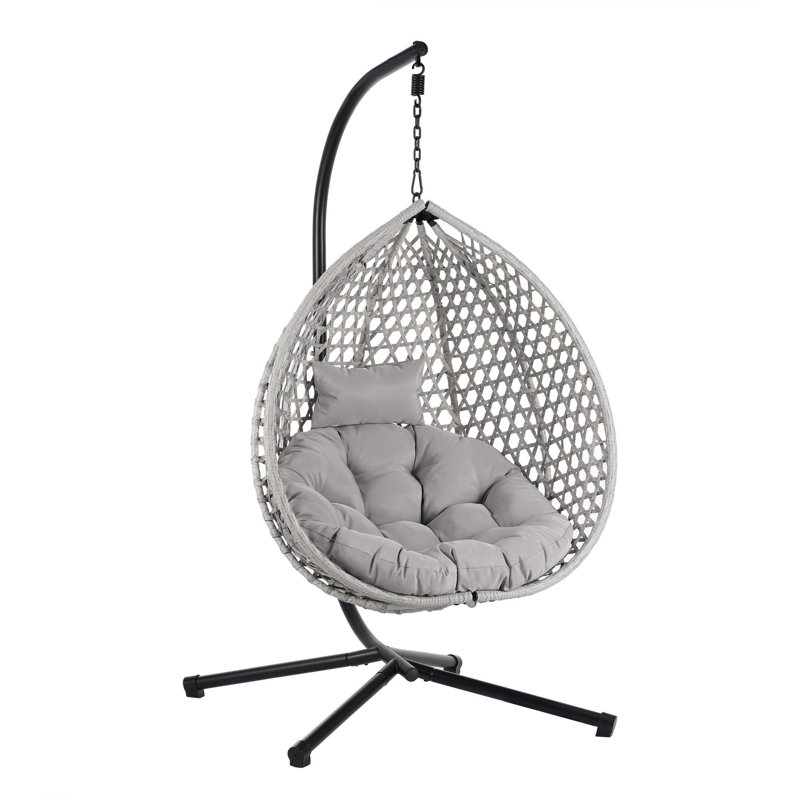 Fauteuil à œufs suspendu moderne pour l'intérieur et l'extérieur, Gris, Gris