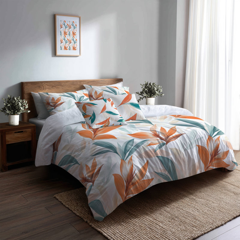 Ensemble d'édredon floral 6 pièces - Ensemble d'édredon Coastal Paradise Petal, King Comforter + 5 Additional Pieces