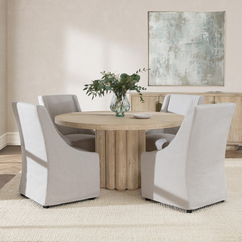 Tiber Round Dining Table, White Wash