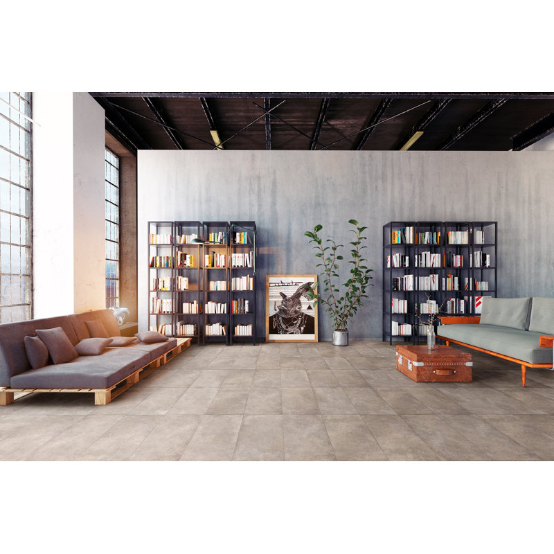Materika 12" x 24" Porcelain Concrete Look Wall & Floor Tile, Greige