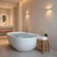 Baignoire profonde de 55 po à surface solide blanc mat avec contour antidérapant