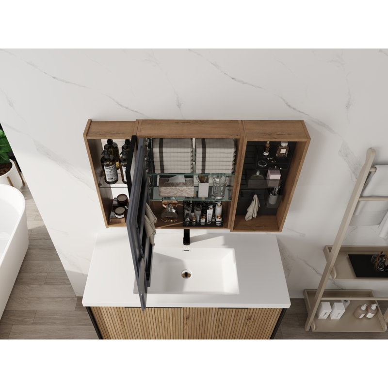 Spacious Medicine Cabinets With Storage, Plywood Glass Modern Bathroom