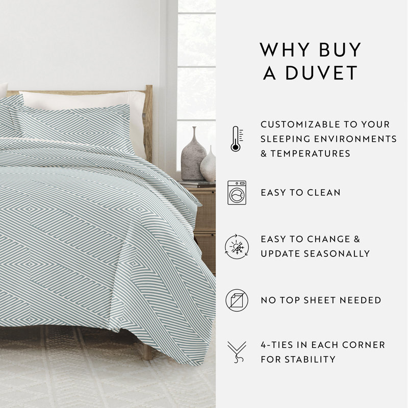 Light Blue Geometric Microfiber Twin/Twin XL Duvet Cover Set