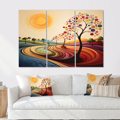 Happy Colorful Tree Summertime - Tree Wall Art Living Room Set