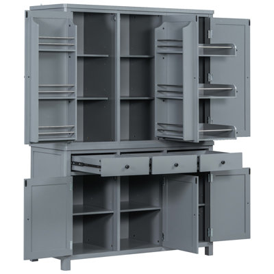 53''Lx20''W Large Cupboard Storage Cabinet with Door Shelves,Adjustable Shelves