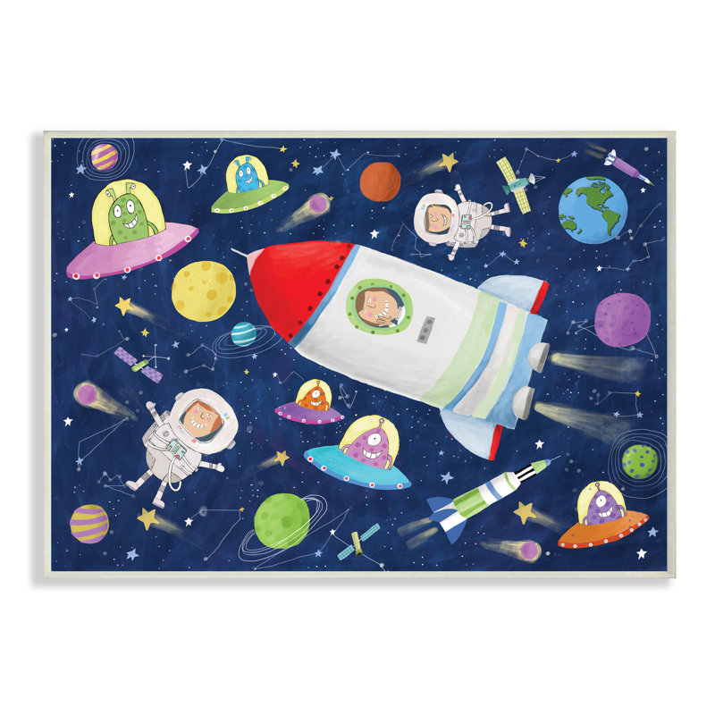 Fusée astronaute Fritz Outer Space Alien, Plaque murale, H 13 po x l 19 po x P 0,5 po