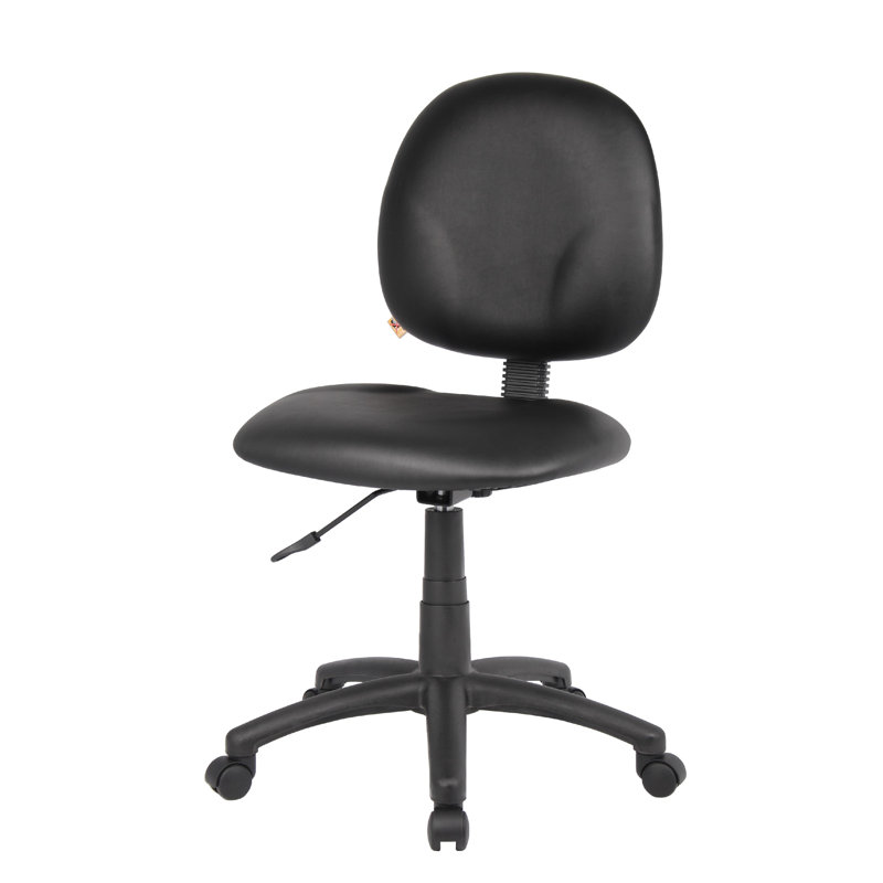Nate Swivel Task Chair With Contour Back, Caster Wheels, Black Vinyl