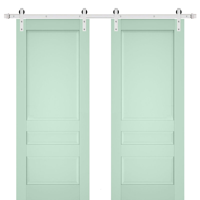 Portes de grange à panneaux en bois Veregio, 56 po x 84 po, Olive