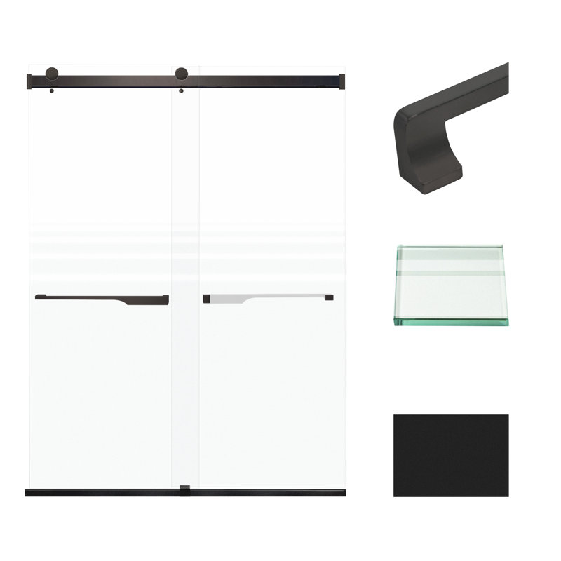 Brianna 60" x 80" Matte Black Frameless Sliding Shower Door