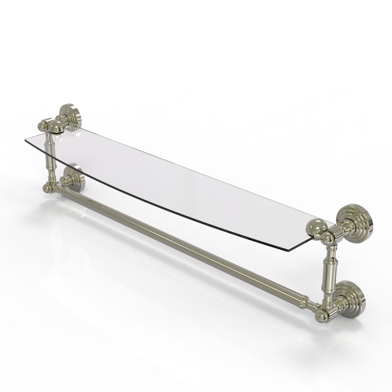 Beresford Bracket Shelf with Towel Bar, 5" H x 25.7" W x 6.1" D, Polished Nickel