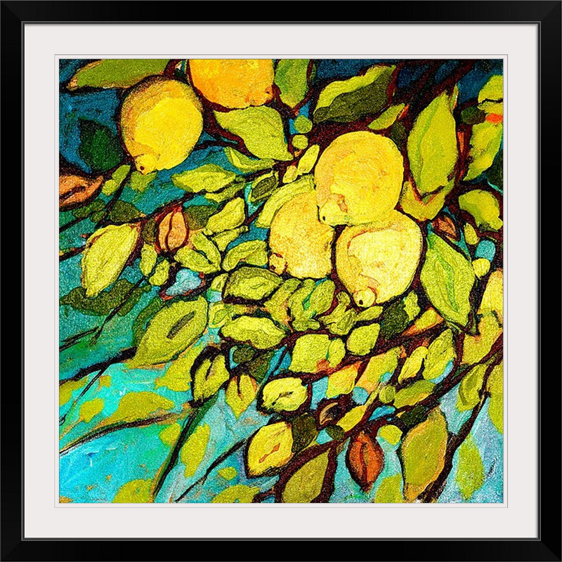 «Nolani Lemon Tree Fun» - reproduction d'art, H 32 po x l 32 po x P 1 po, Cadre noir