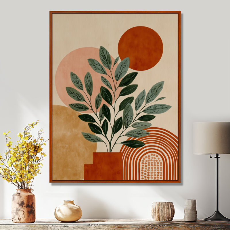 «Green and Terracotta Minimalisme Sage Plants - Botanicals Wall Art», reproduction sur toile botanique verte, Brun