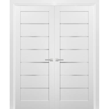 Felicia Clear Glass French White Doors with Installation Hardware Kit