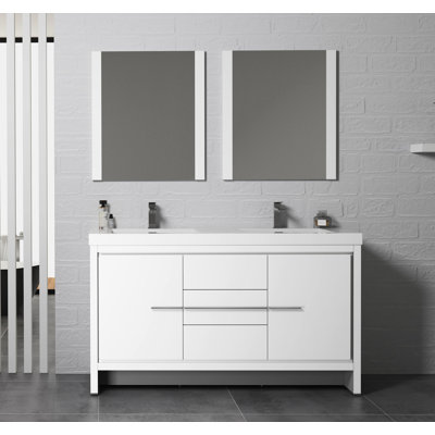 Artemis 60'' Freestanding Double Bathroom Vanity with Sink and Mirror