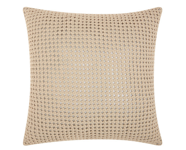 Geometric Leather/Suede Throw Pillow, White / Silver