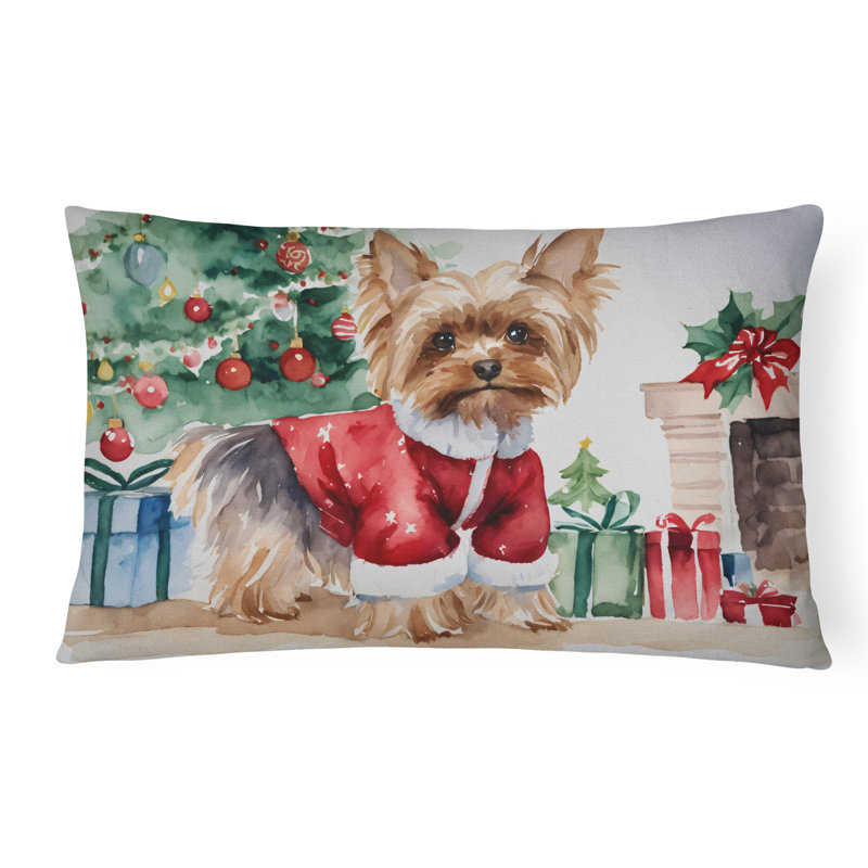 Yorkie Christmas Fabric Decorative Pillow