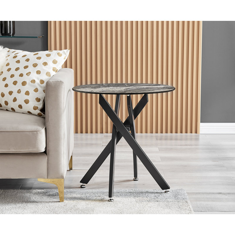 Cesarino Cross Legs End Table, Grey, Black