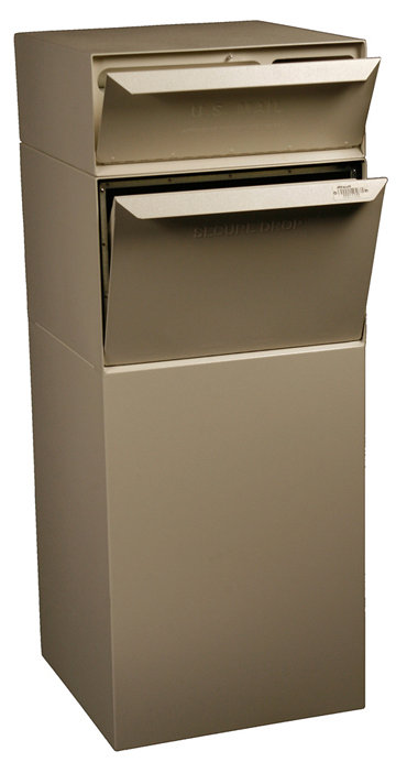 Steel Package Drop with Newspaper Compartment, Sand