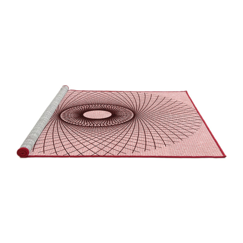 Tapis tissé à la machine en rouge, Carré 3 pi