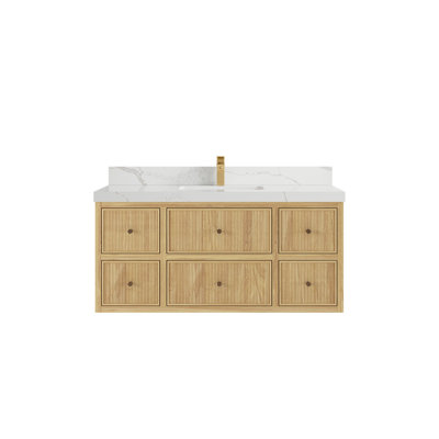 Ensemble de meuble-lavabo simple 48 po avec plateau en quartz Naelah