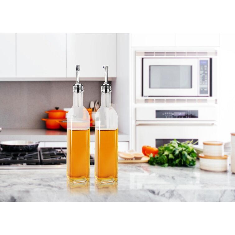 Oil Bottle Dispenser Set Stainless Steel Vinegar Storage Cooking