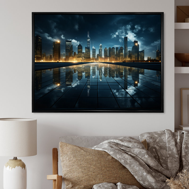 «Skyscrapers Majestic Heights I», reproduction sur toile, H 34 po x l 44 po x P 1,5 po, Cadre flottant noir