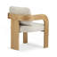 Ensemble de 2 chaises de salle à manger avec dossier coussiné, tissu blanc, structure en bois massif de couleur naturelle-1034757505-1034757507