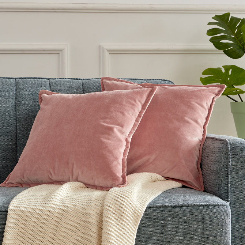 Housse de coussin carré en velours, Rose