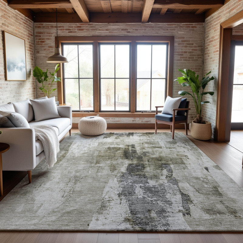 Premium Machine Washable Dahl AMF1076 Abstract Rug, Rectangle 10' x 14'