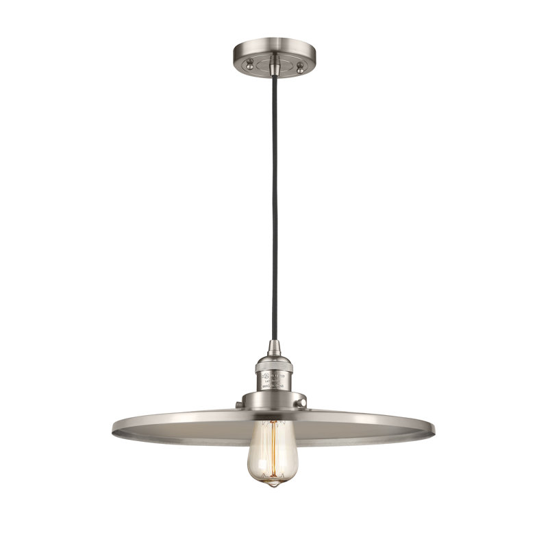 Rouvin Single Light Metal Pendant, Brushed Satin Nickel, 5.88" H x 16" W x 16" D