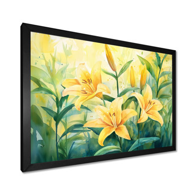 «Yellow Lillies Gardens In Meadow I», impression murale lys